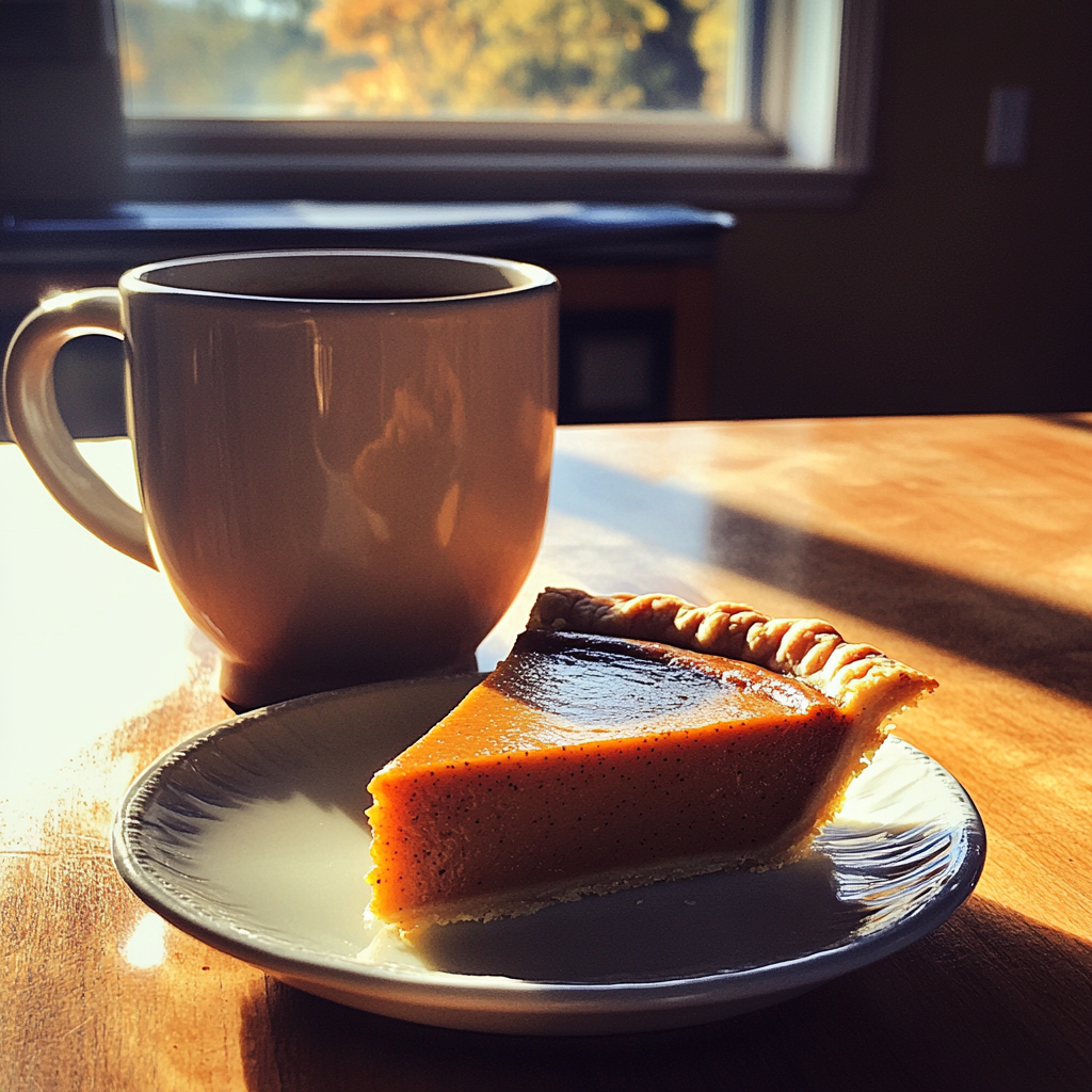 Eine Tasse Kaffee und ein Stück Kuchen | Quelle: Midjourney