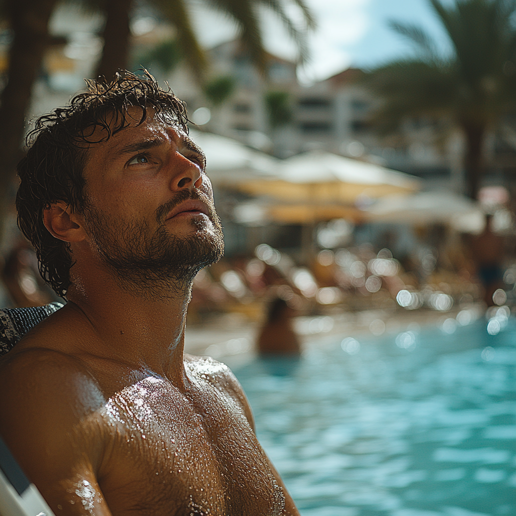 Ein verängstigter Mann in einem Strandkorb | Quelle: Midjourney