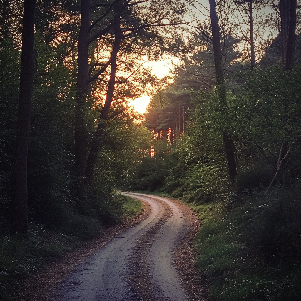 Eine kurvenreiche Straße durch den Wald | Quelle: Midjourney