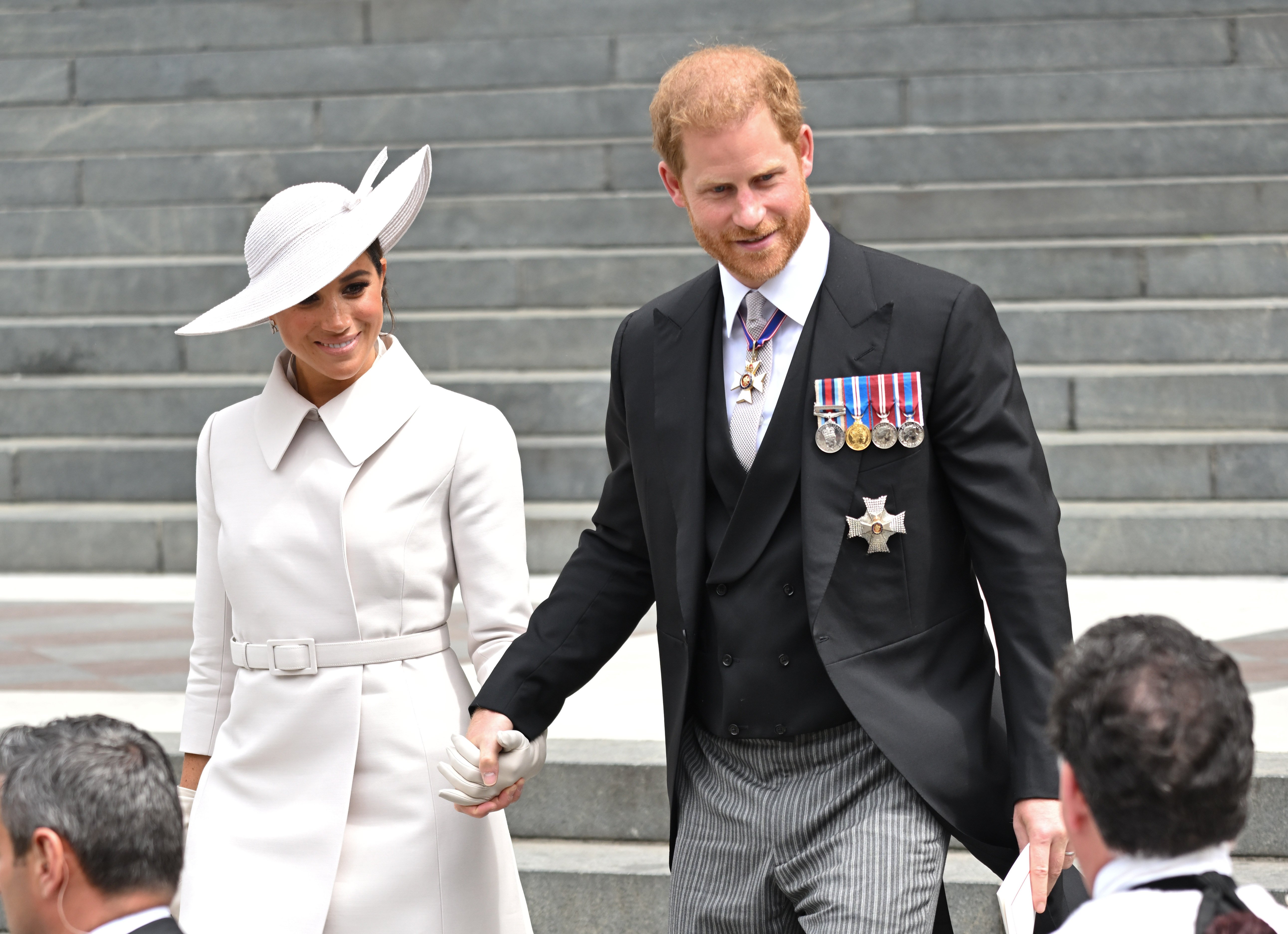 Meghan, Herzogin von Sussex, und Prinz Harry, Herzog von Sussex, nehmen am 03. Juni 2022 in London, England, am nationalen Dankgottesdienst in der St. Paul's Cathedral teil. | Quelle: Getty Images