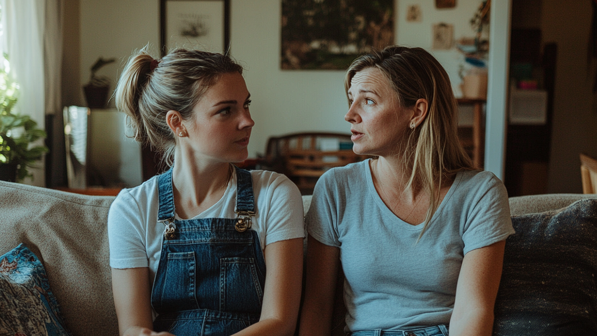 Zwei Frauen führen ein ernstes Gespräch | Quelle: Midjourney