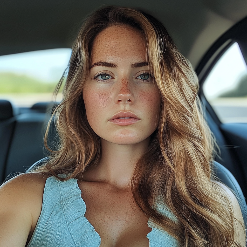 Eine nachdenkliche Frau am Steuer eines Autos | Quelle: Midjourney
