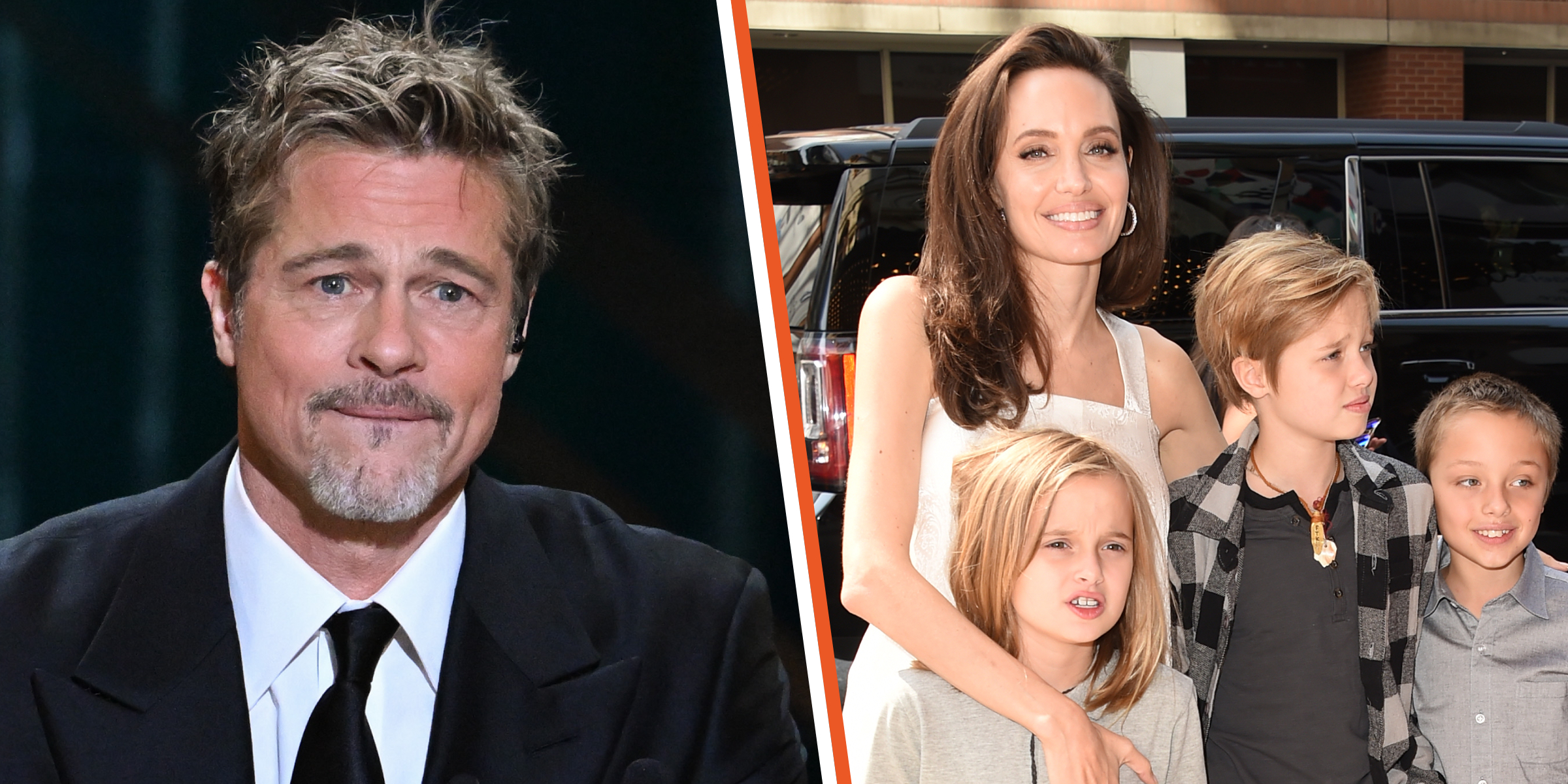 Brad Pitt | Angelina Jolie, Shiloh, Knox Léon und Vivienne Marcheline Jolie-Pitt | Quelle: Getty Images