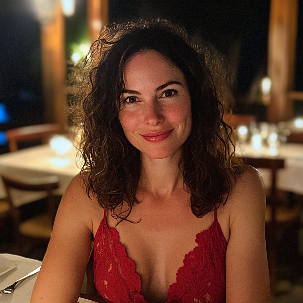 Eine Frau, die in einem Restaurant sitzt | Quelle: Midjourney