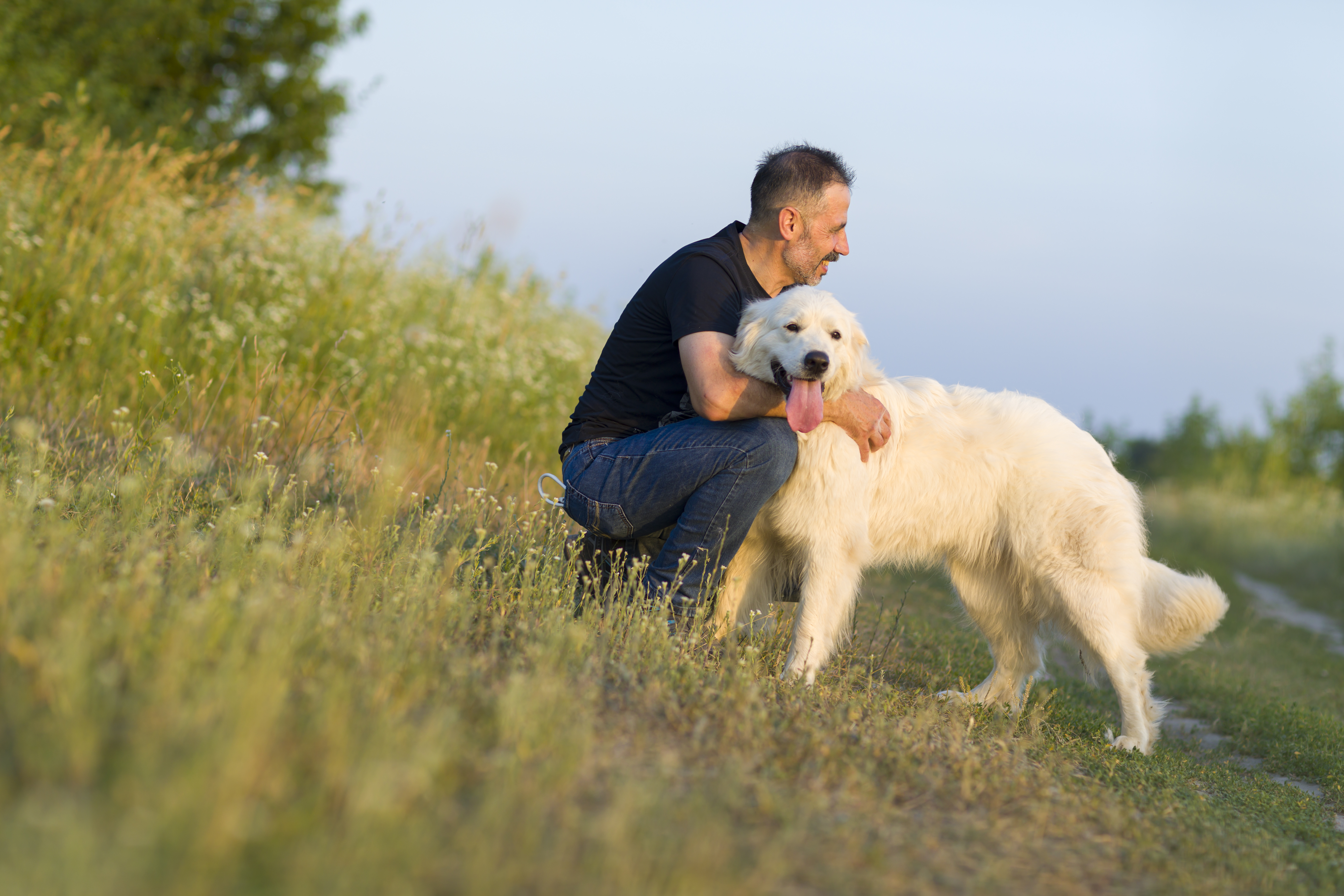 Ein Mann mit seinem Hund | Quelle: Getty Images