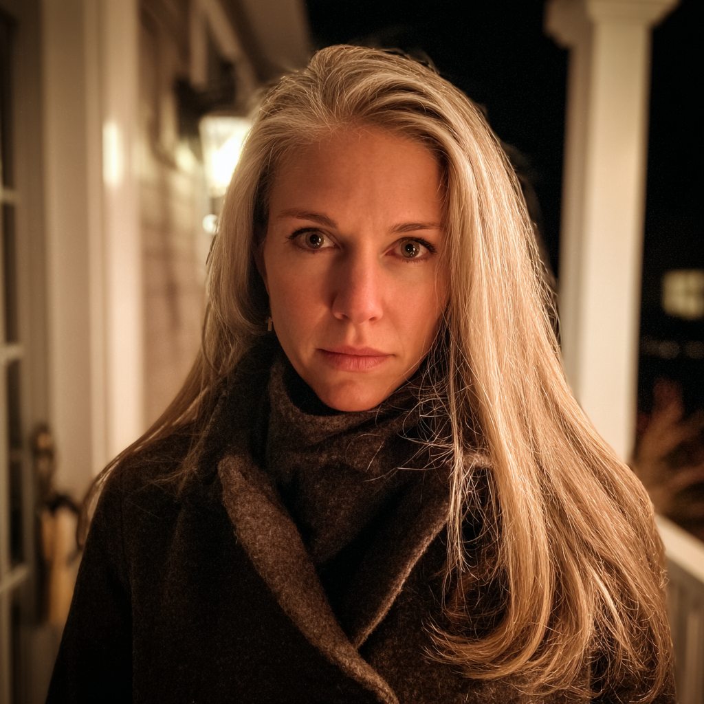 Eine Frau, die auf einer Veranda steht | Quelle: Midjourney