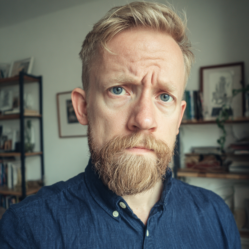 Eine Nahaufnahme eines aufgebrachten Mannes | Quelle: Midjourney