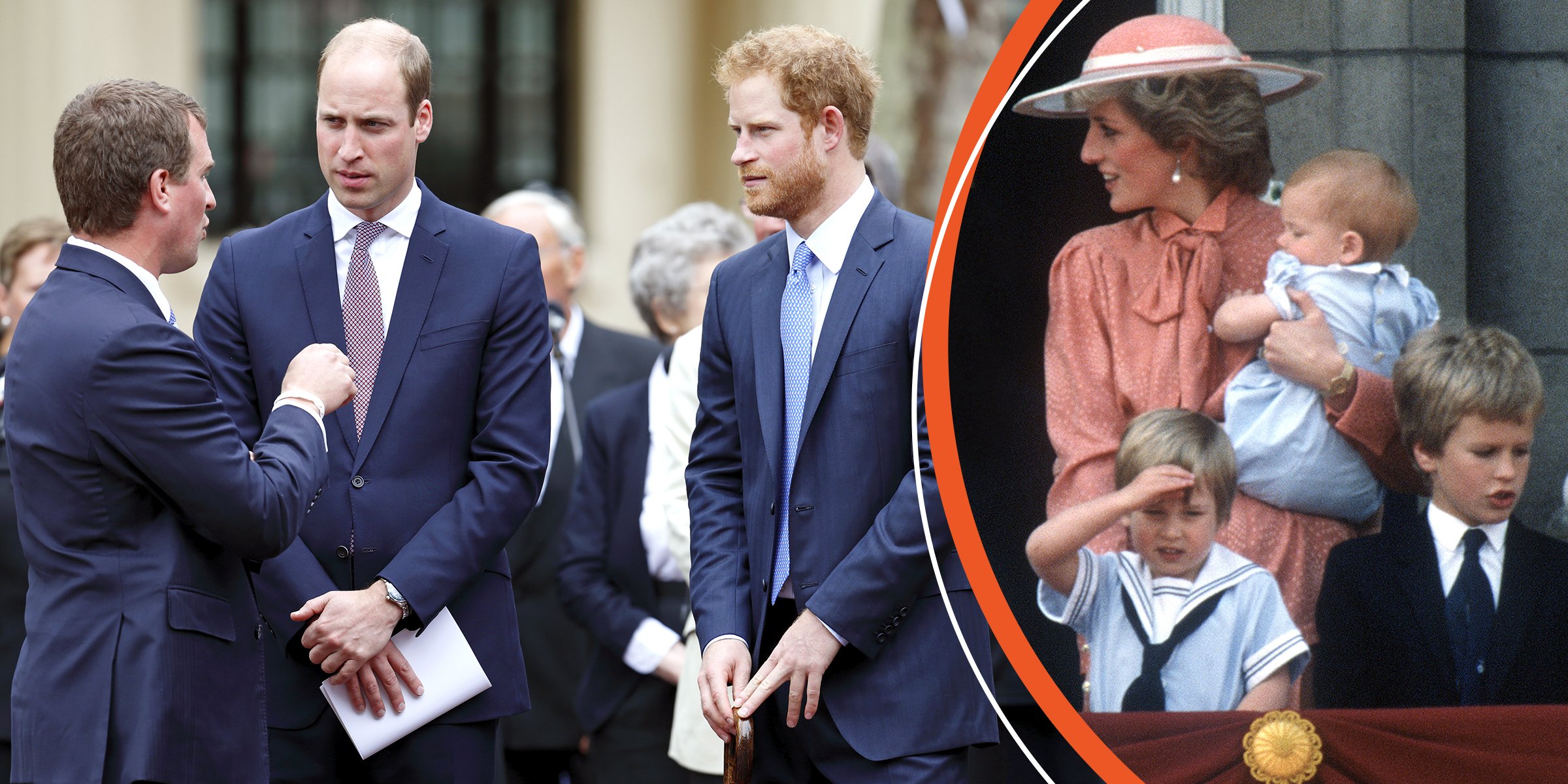 Peter Phillips, Prinz William und Prinz Harry | Prinzessin Diana, Prinz William, Prinz Harry und Peter Phillips | Quelle: Getty Images