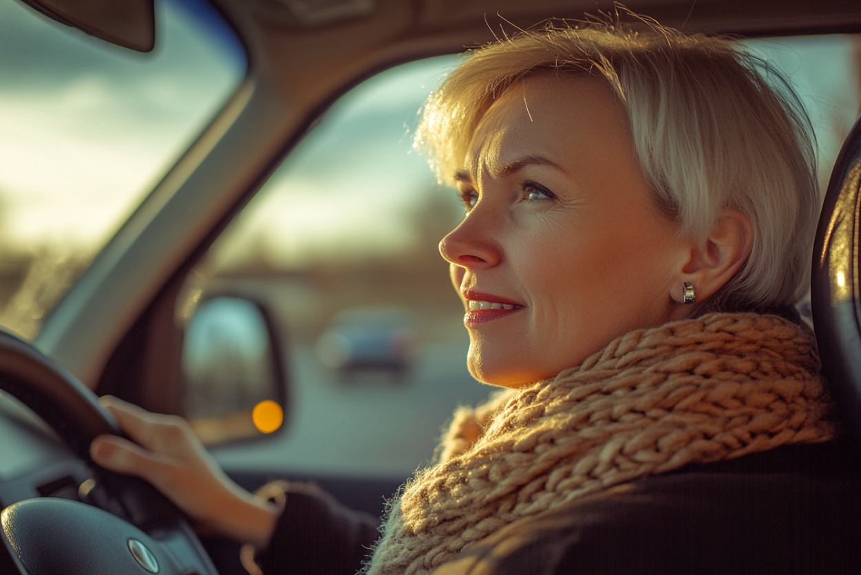 Eine Frau am Steuer eines Autos | Quelle: Midjourney