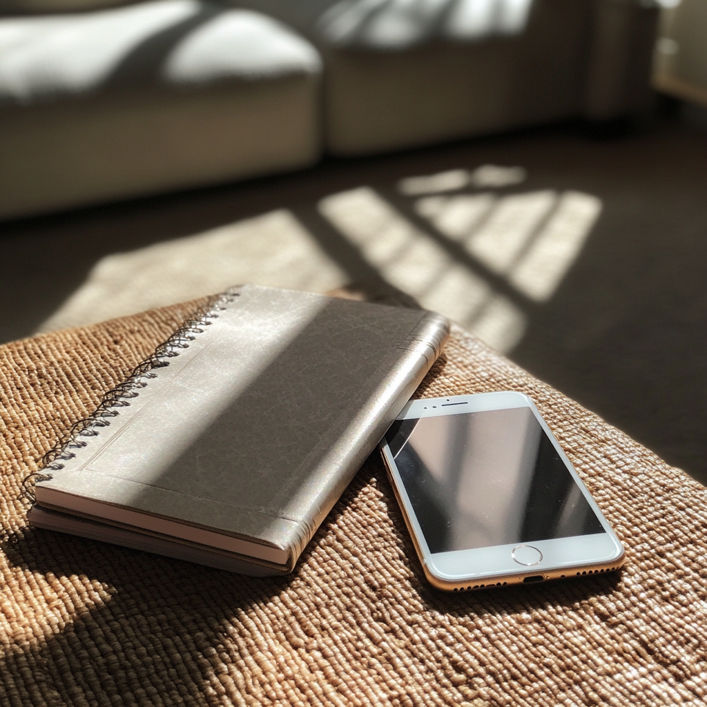Ein Mobiltelefon auf einem Tisch | Quelle: Midjourney