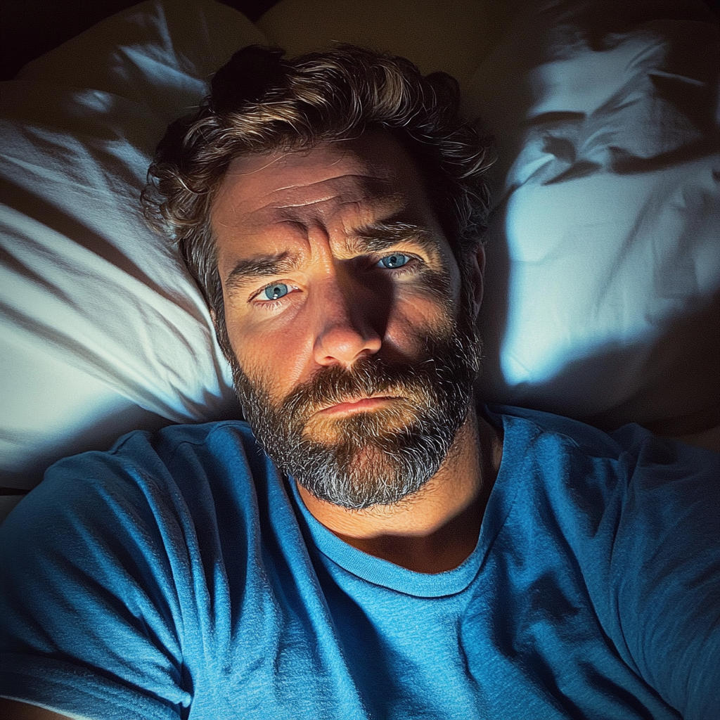 Ein Mann liegt im Bett | Quelle: Midjourney