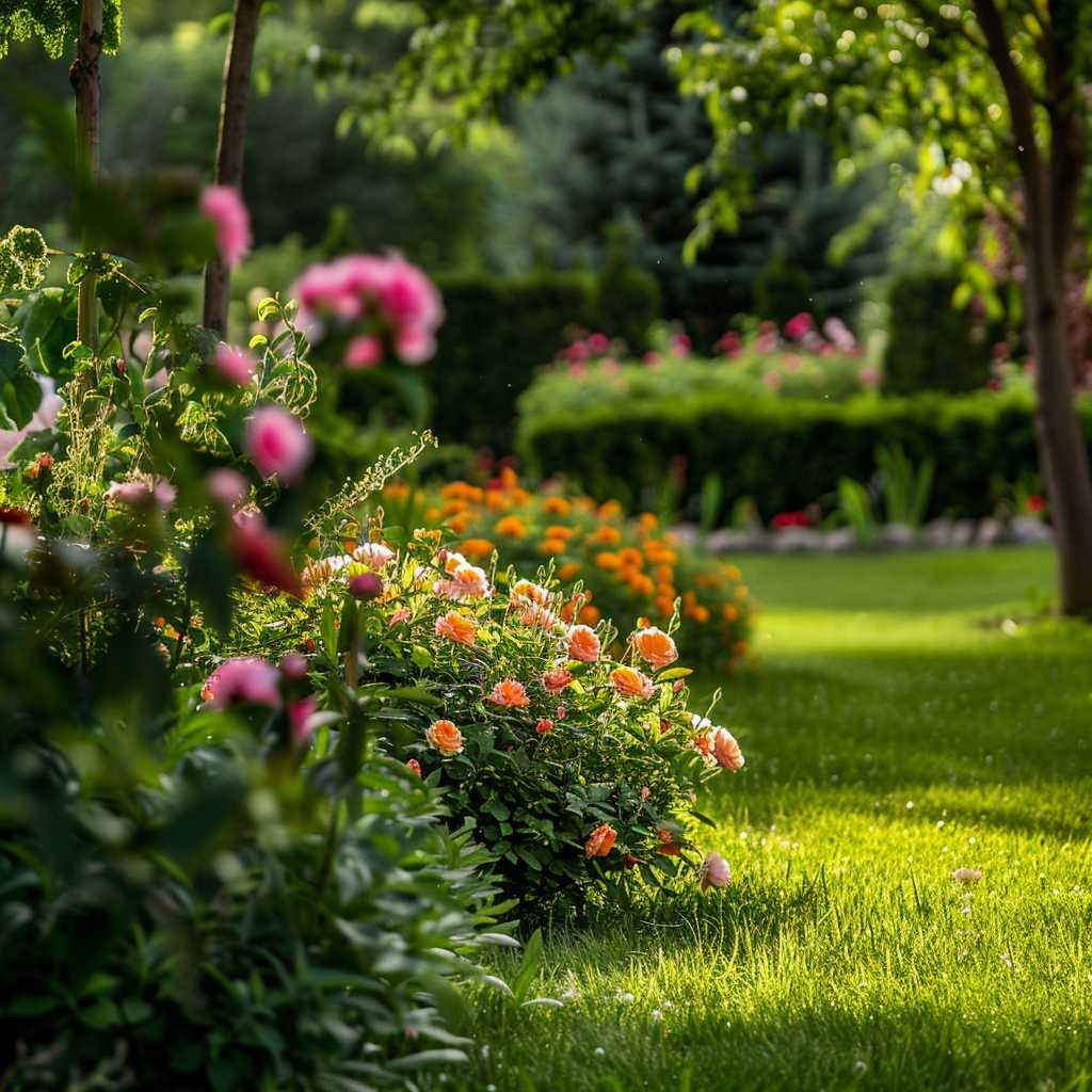 Schöne Blumensträucher in einem Garten | Quelle: Midjourney