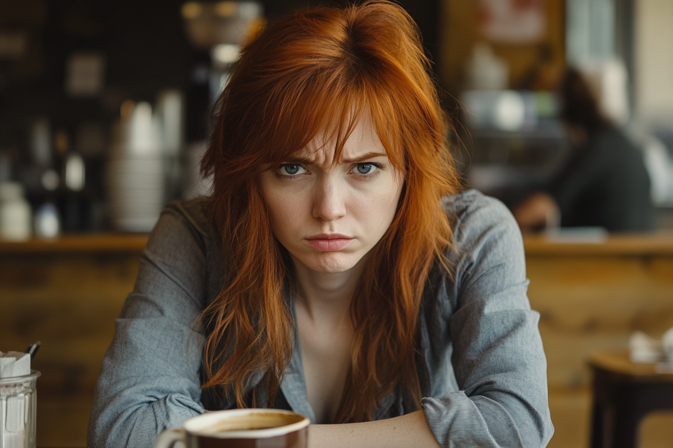 Eine Frau, die jemanden in einem Café anglotzt | Quelle: Midjourney