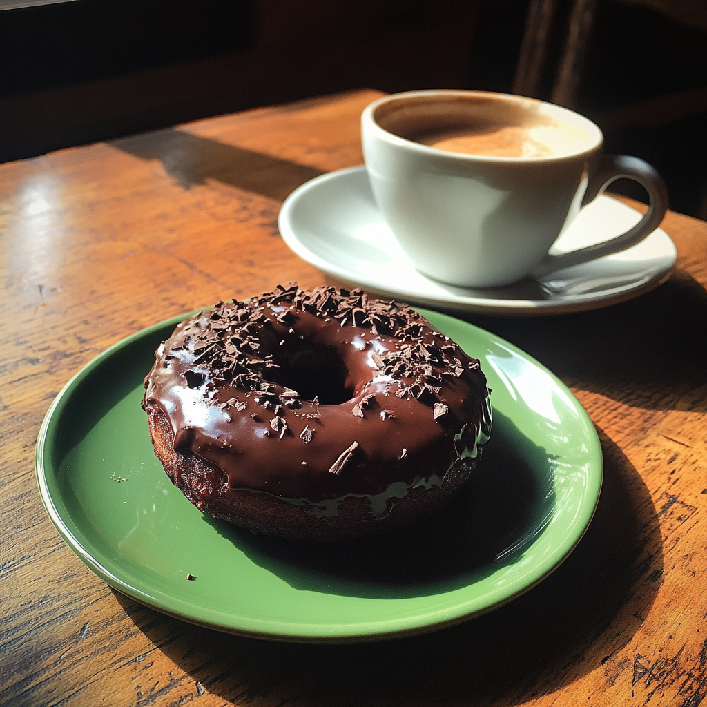 Ein Schokoladen-Donut und eine Tasse Kaffee | Quelle: Midjourney