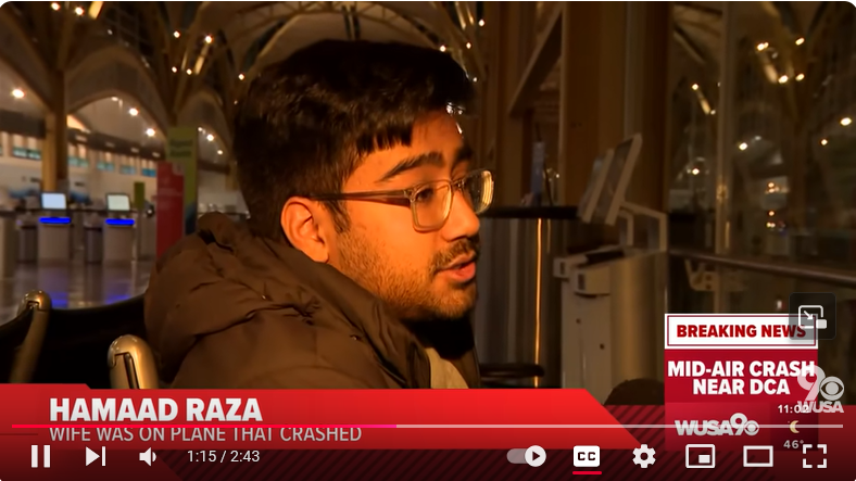 Hamaad Raza, aus einem Beitrag vom 30. Januar 2025 | Quelle: Youtube/@WUSA9news