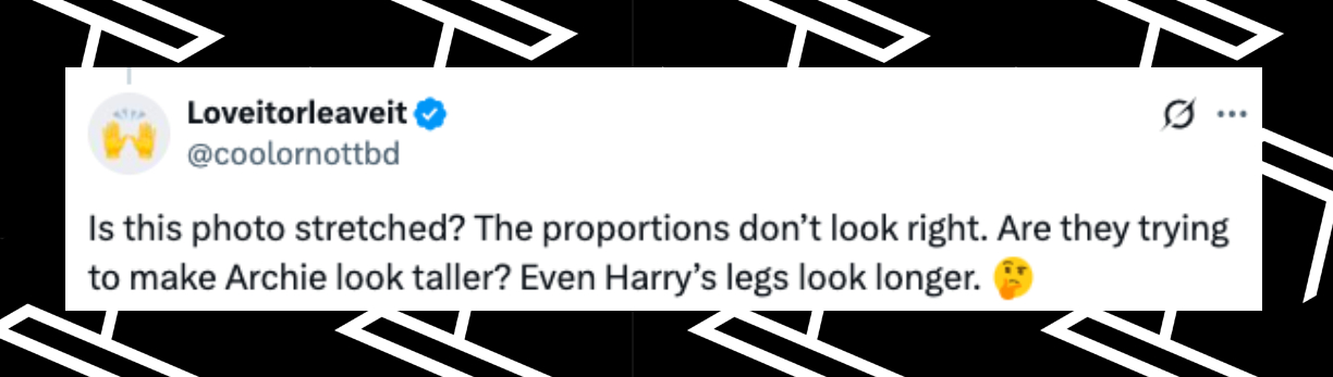 Nutzer-Kommentar über Prinz Archie und Prinz Harry, gepostet am 4. Mai 2025. | Quelle: X/@coolornottbd