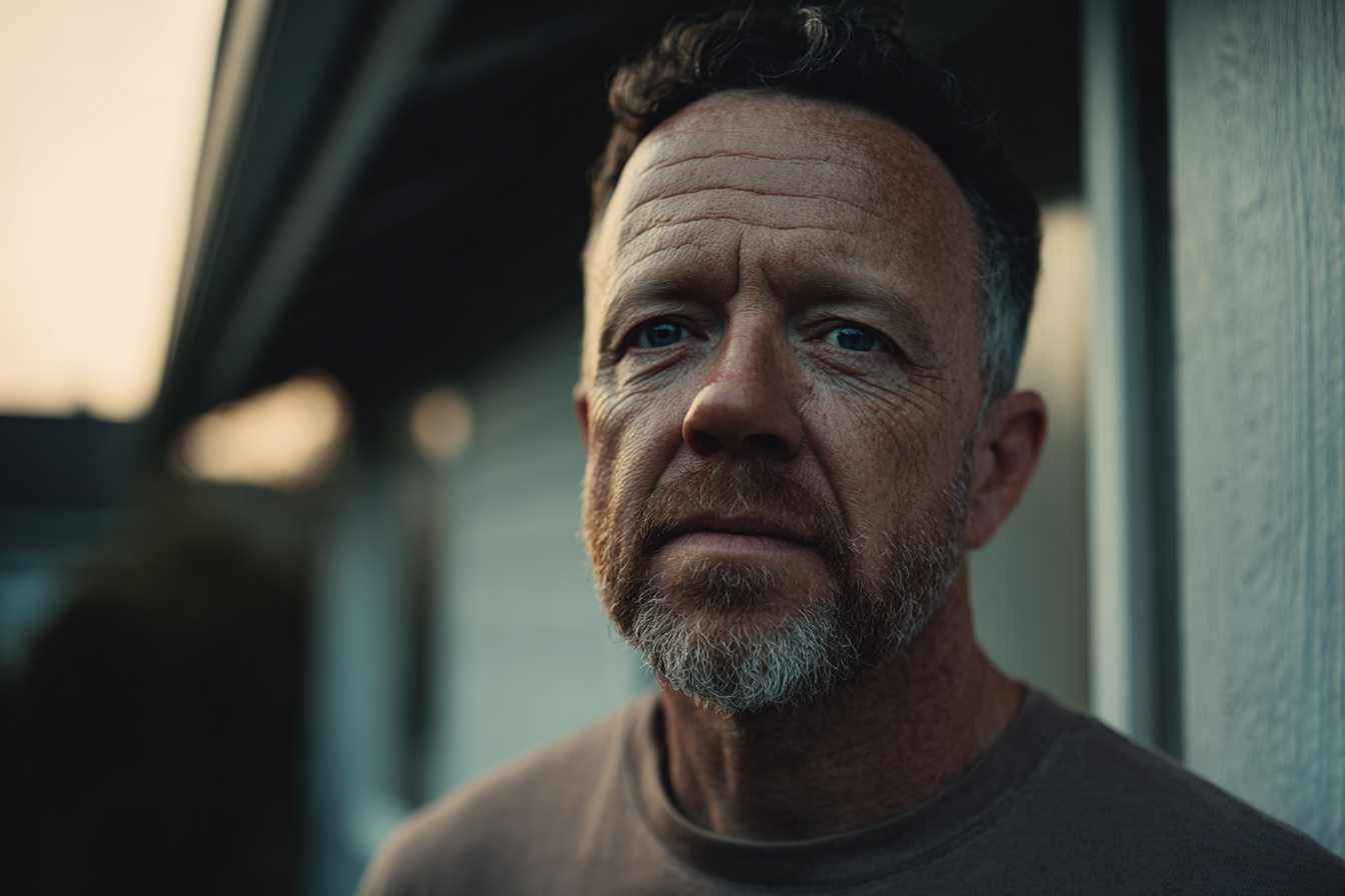 Ein Mann steht vor seinem Haus | Quelle: Midjourney