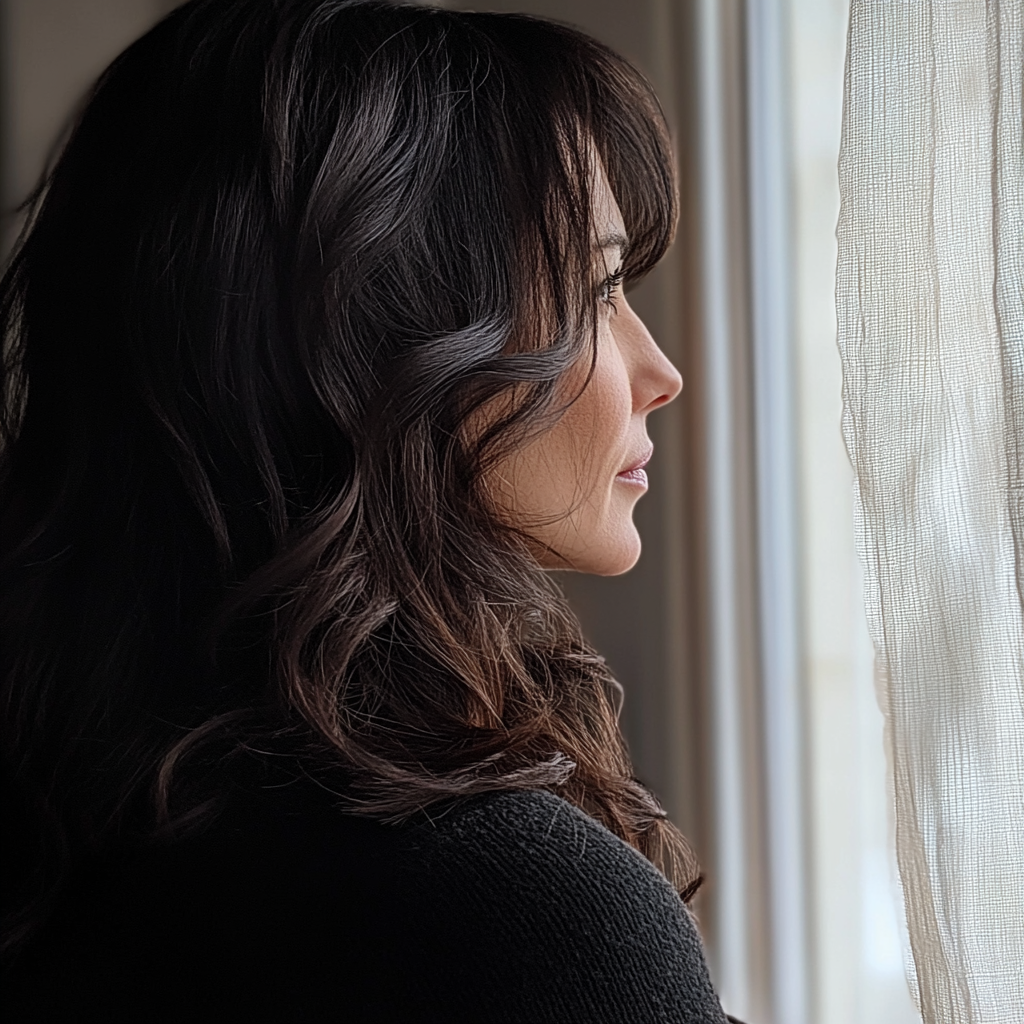 Eine Frau, die aus dem Fenster schaut | Quelle: Midjourney