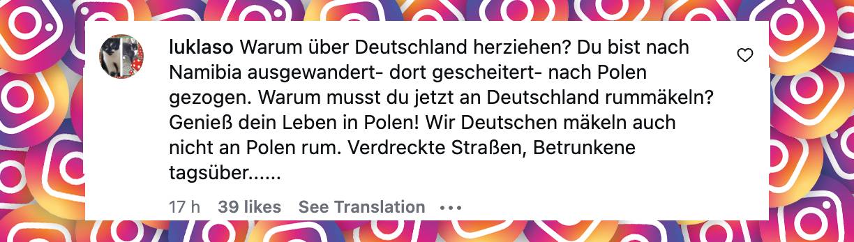 Kommentar unter Anna Heisers Video | Quelle: Instagram