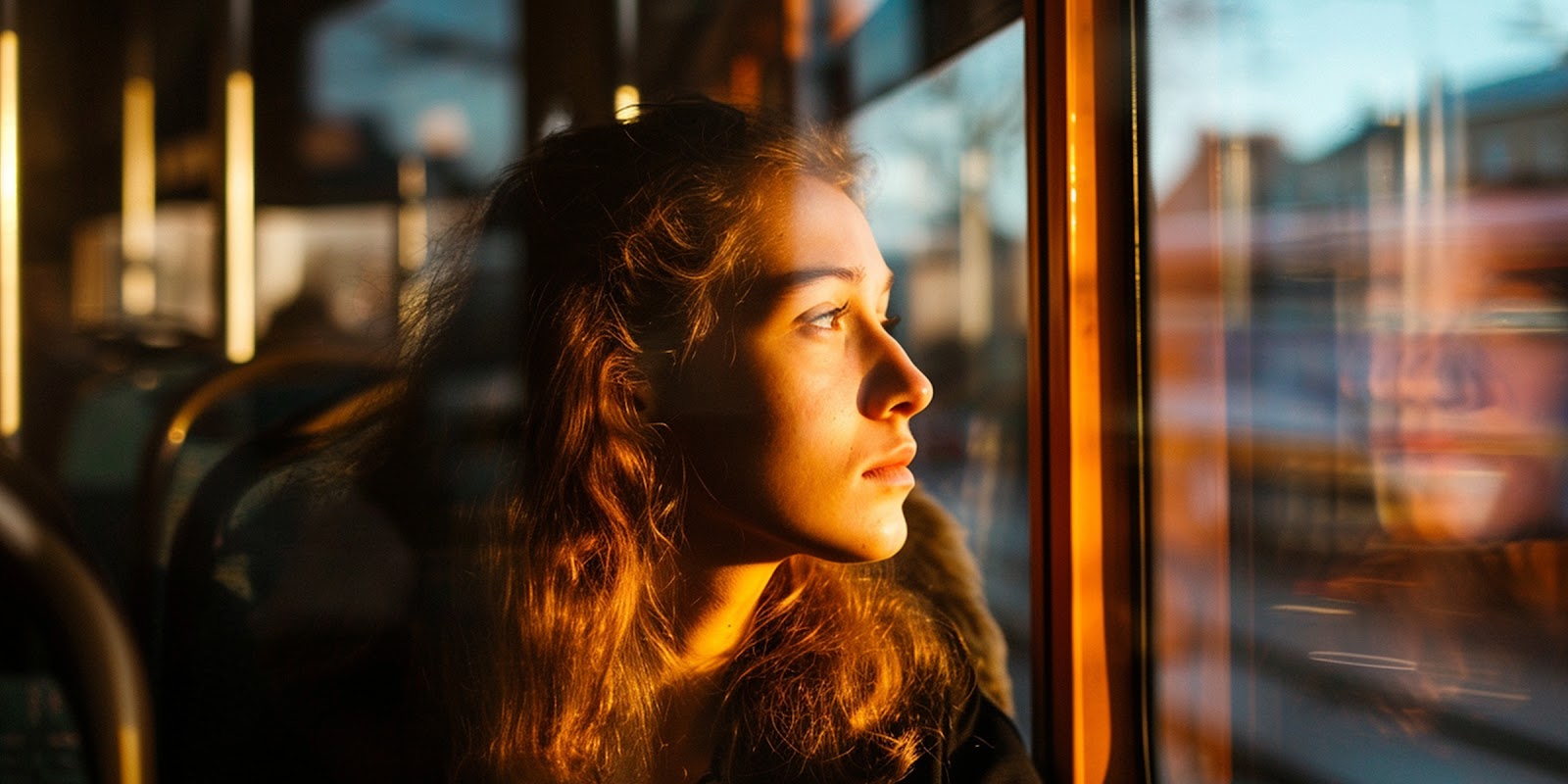 Eine Frau in einem Bus | Quelle: Midjourney