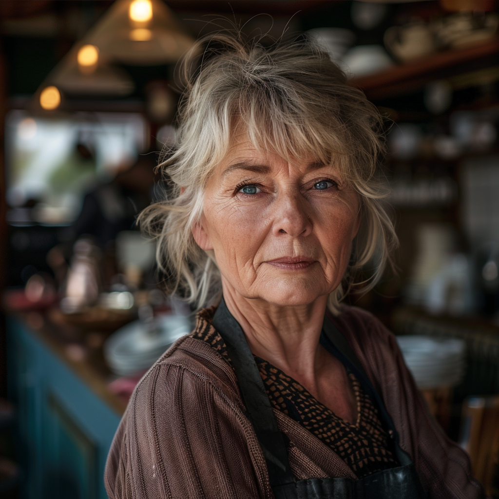 Eine Frau arbeitet als Kellnerin in einem Café | Quelle: Midjourney