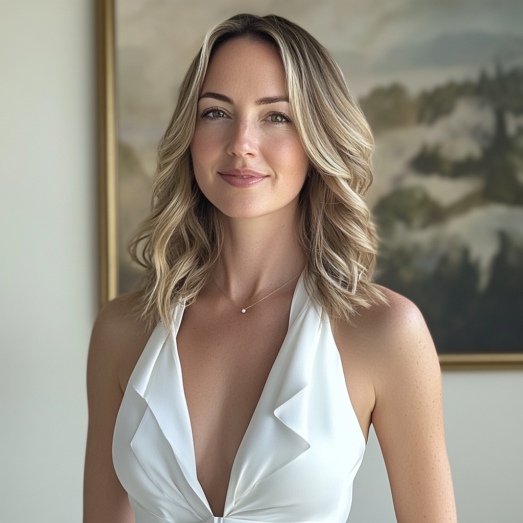 Eine Frau in einem eleganten weißen Kleid | Quelle: Midjourney