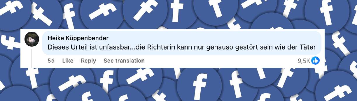 Internetnutzer kommentieren das Urteil | Quelle: facebook.com/share/p/1B2sX2onjK/