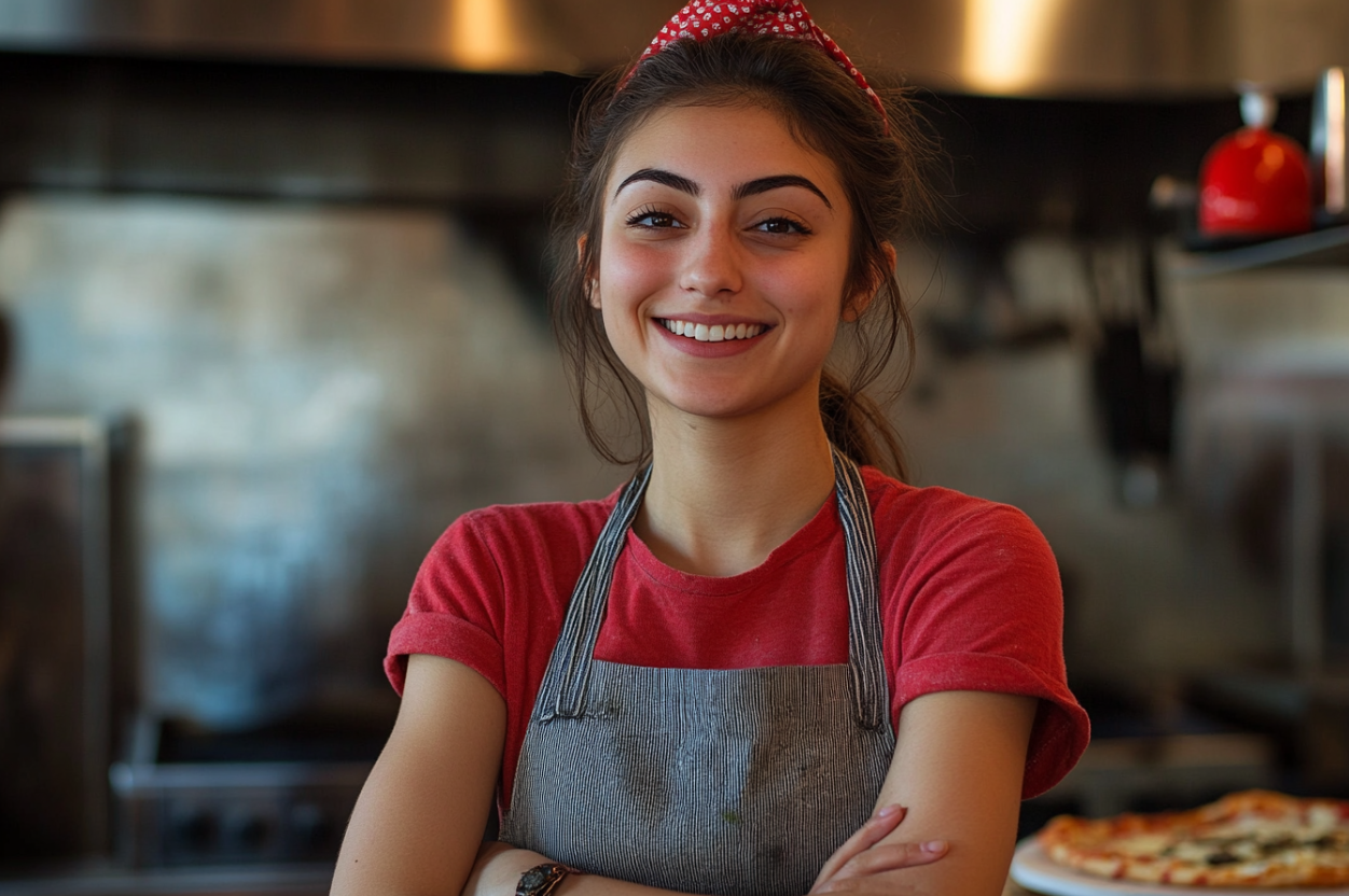 Eine Frau arbeitet in einer Pizzeria | Quelle: Midjourney