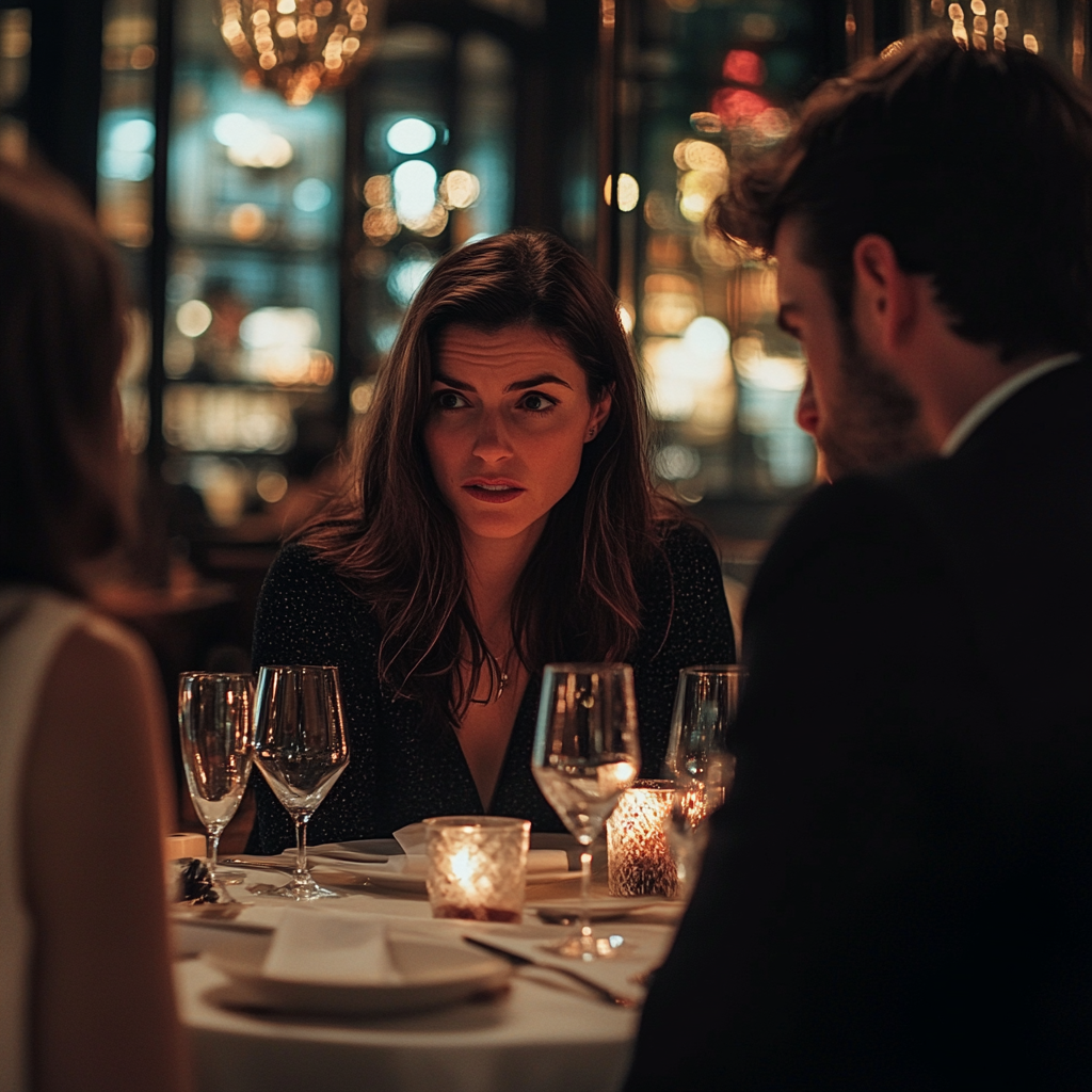 Menschen in einem Restaurant führen ein heikles Gespräch | Quelle: Midjourney