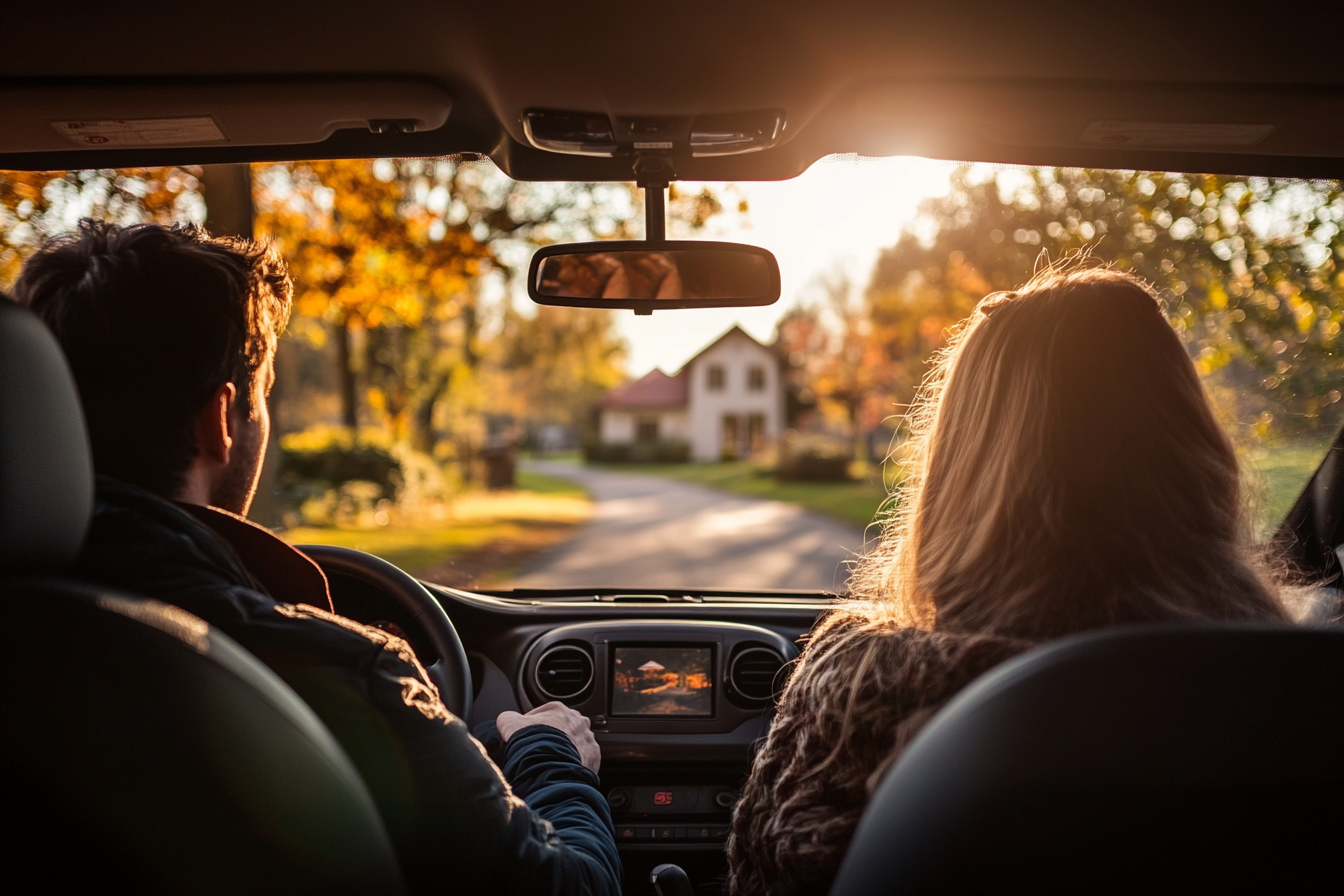 Ein Paar, das in einem Auto sitzt | Quelle: Midjourney