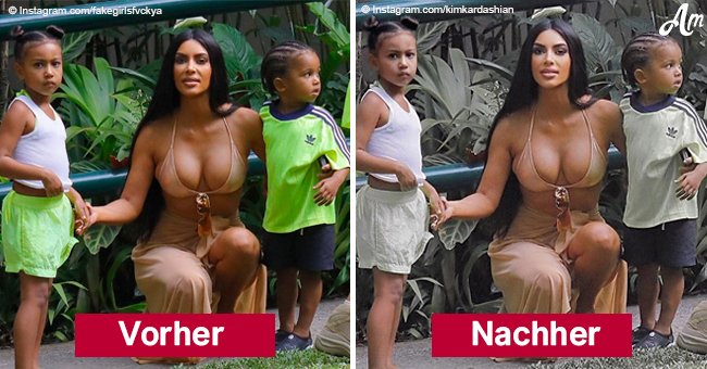 Kim Kardashian wird es vorgeworfen, die Fotos ihrer kleinen Tochter bearbeitet zu haben, damit sie dünner aussieht