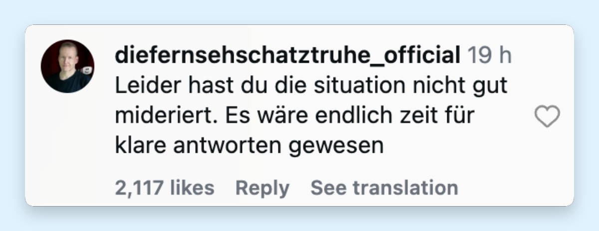 Wütende Fans kommentieren die Situation | Quelle: instagram.com/reel/DeeQv0BOL3J/