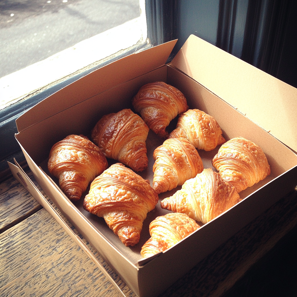 Eine Schachtel mit Mini-Croissants | Quelle: Midjourney