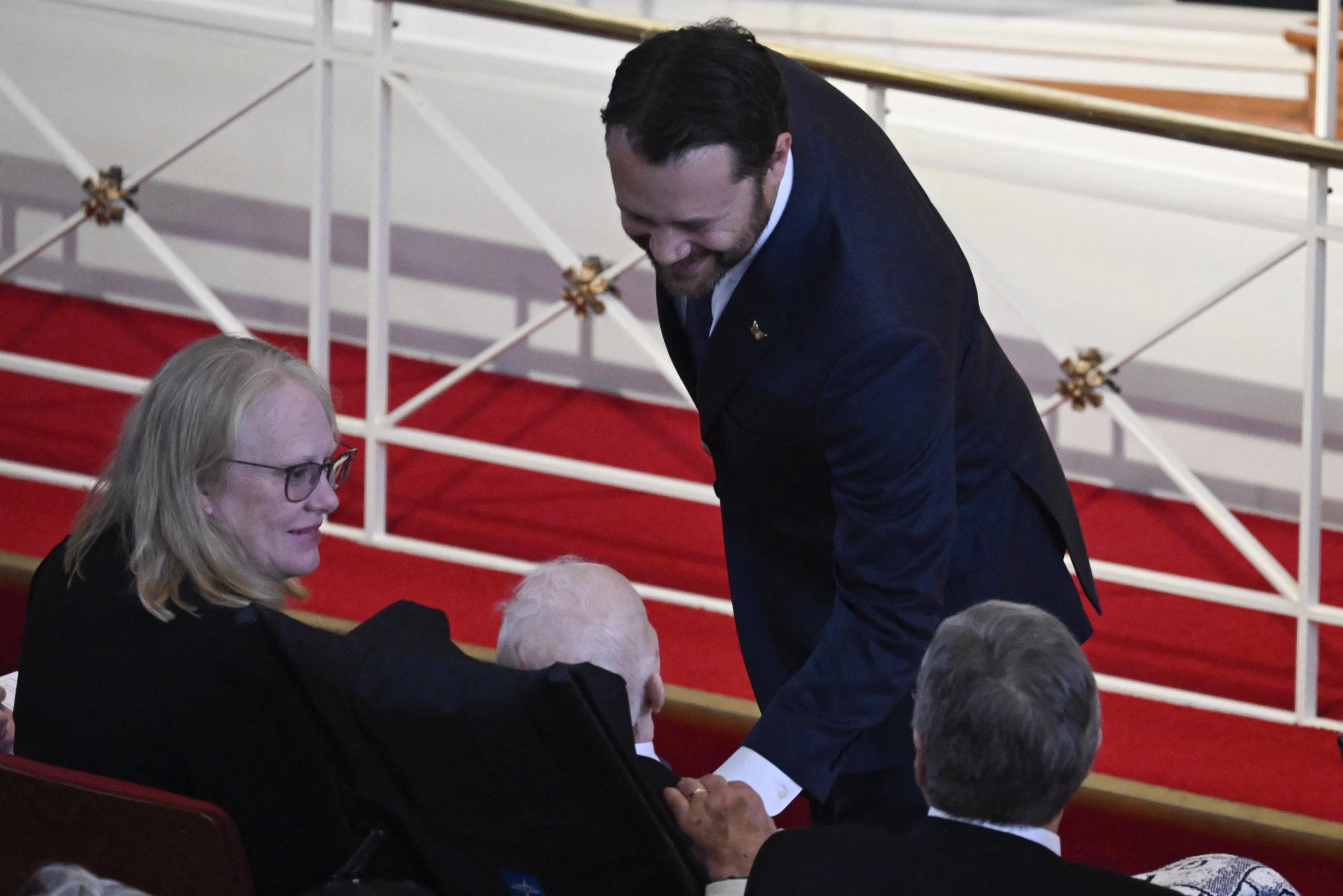 Jason Carter und der ehemalige U.S. Präsident Jimmy Carter. | Quelle: Getty Images