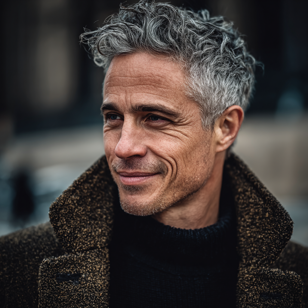 Eine Nahaufnahme eines lächelnden Mannes | Quelle: Midjourney