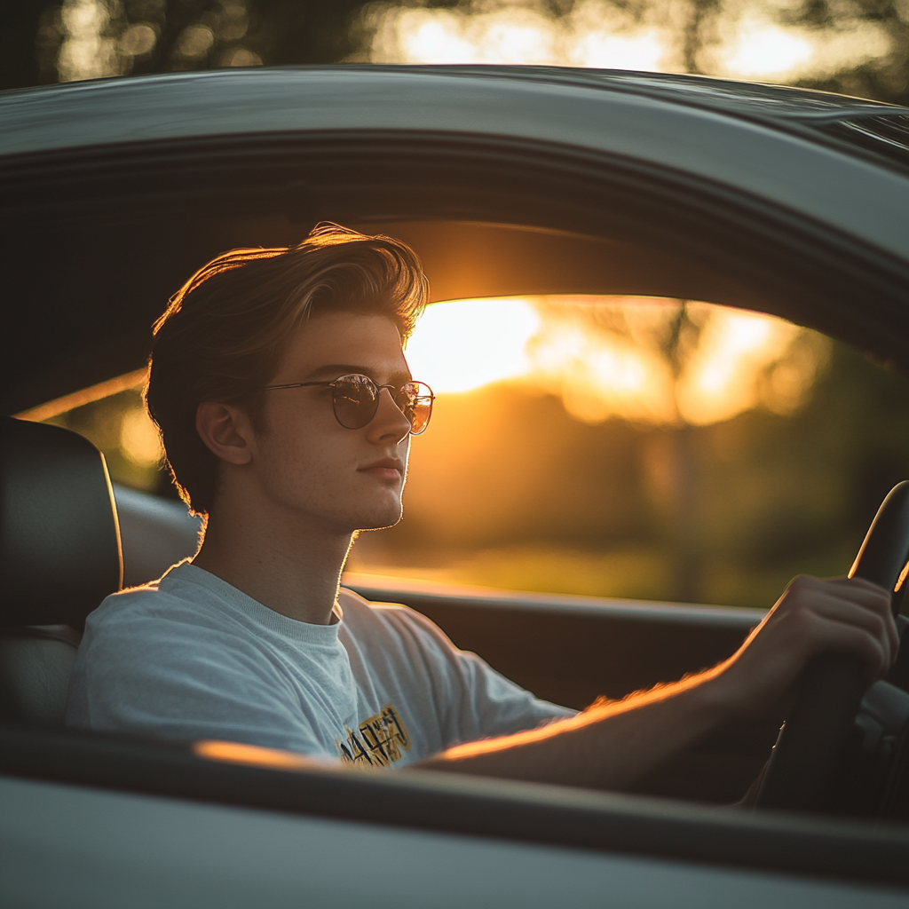 Ein Teenager am Steuer seines Autos | Quelle: Midjourney