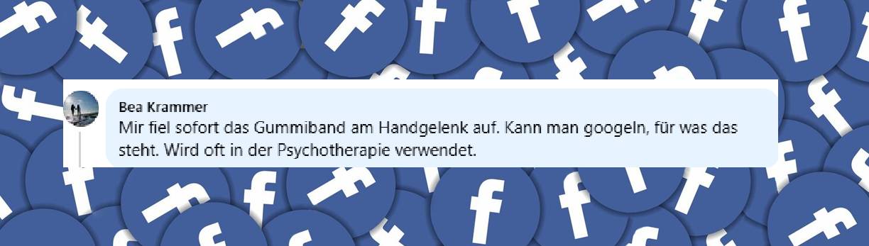 Internetnutzer kommentieren das blaue Gummiband | Quelle: facebook.com/share/p/1DKmYifHoY/