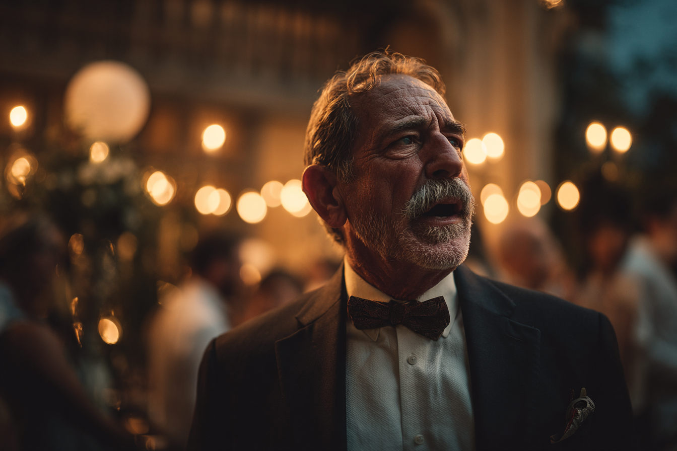 Ein Mann spricht auf der Hochzeit seiner Tochter | Quelle: Midjourney