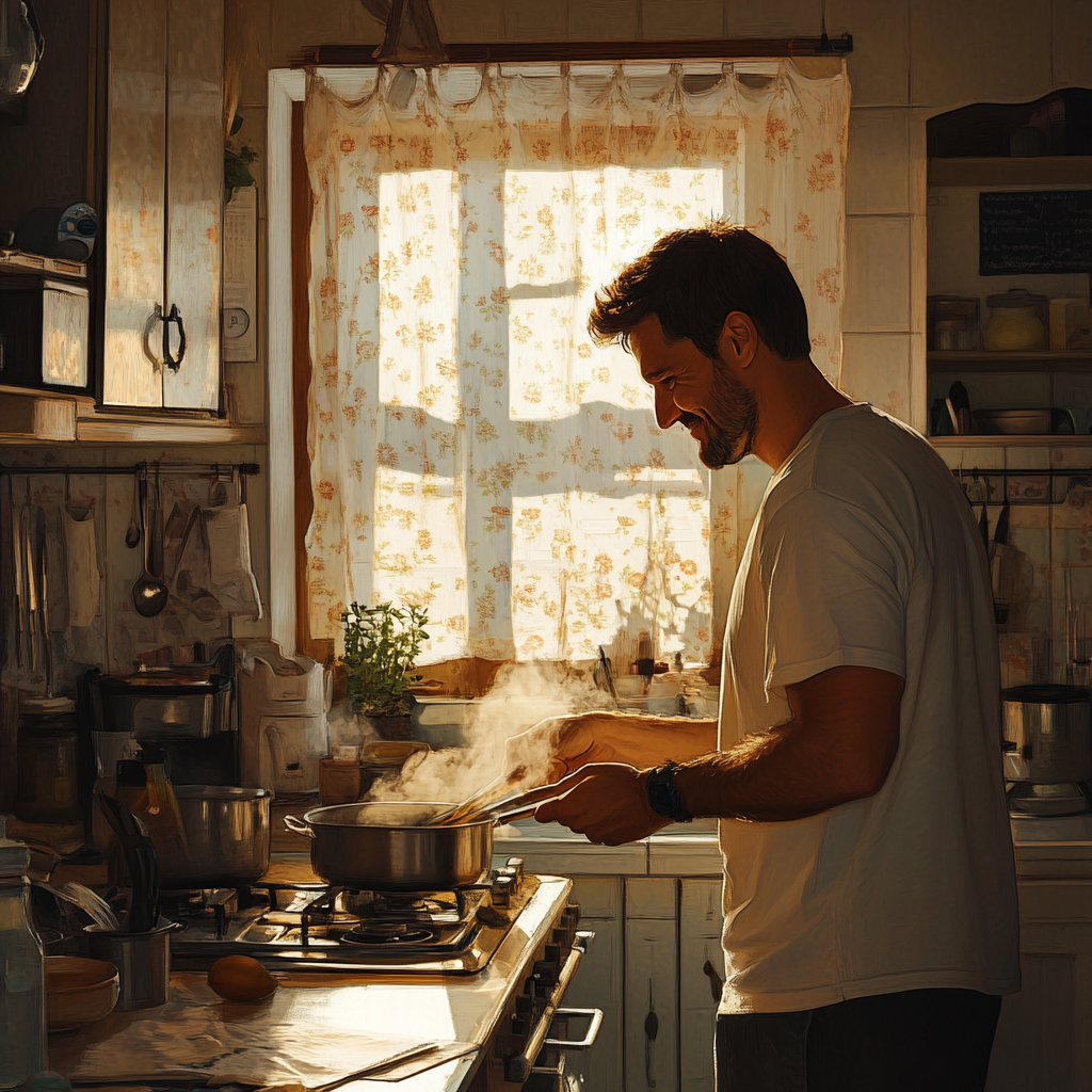 Ein Mann beim Kochen | Quelle: Midjourney