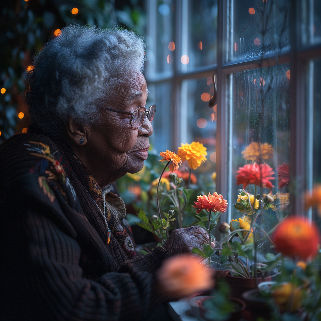 Leos Großmutter kümmert sich um ihre Blumen | Quelle: Midjourney