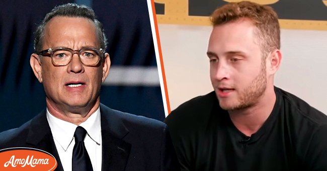 Ein Bild des legendären Schauspielers Tom Hanks [links] Bild von Tom Hanks Sohn Chet Hanks [rechts] | Quelle: Youtube.com/Entertainment Tonight - Getty Images