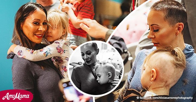 Eine Familie ließ sich die Köpfe rasieren, um ihre Tochter mit Krebs zu unterstützen