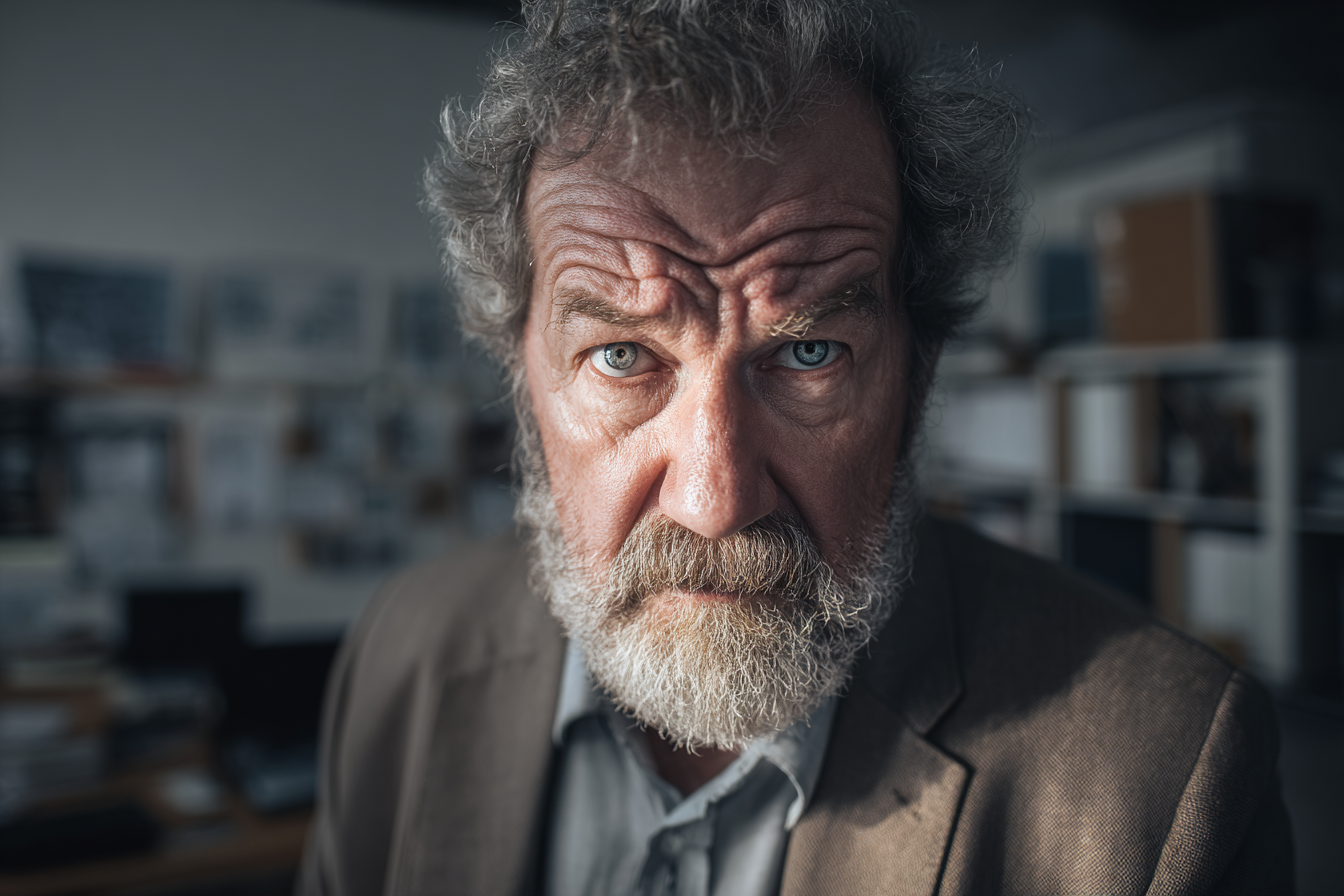 Ein älterer Mann, der geradeaus schaut | Quelle: Midjourney