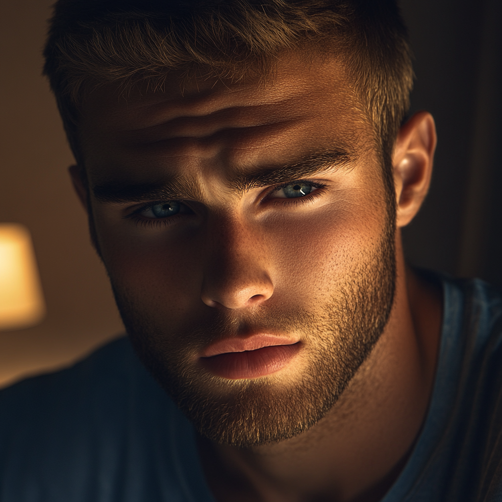 Uprzejmy mężczyzna wpatrujący się w kogoś | Źródło: Midjourney