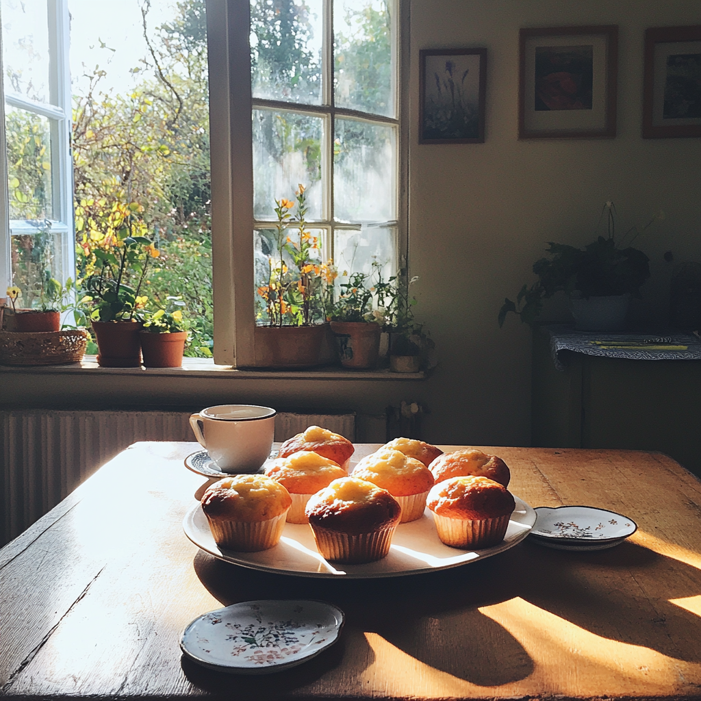 Muffins auf einem Tisch | Quelle: Midjourney