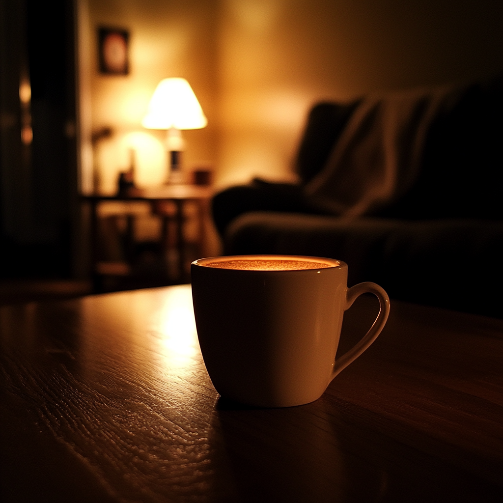 Eine Tasse Kaffee auf einem Kaffeetisch | Quelle: Midjourney