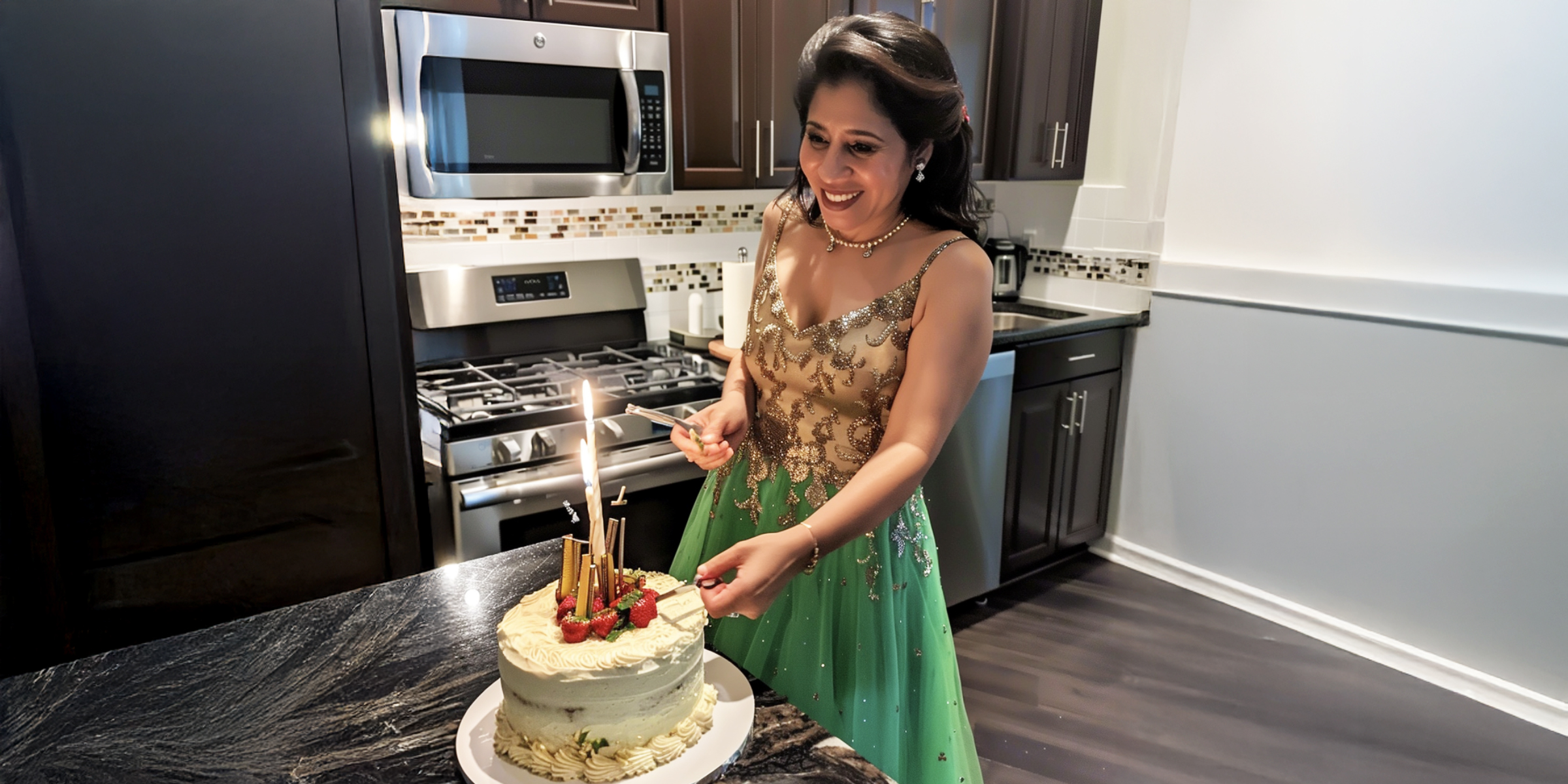 Eine Frau schneidet eine Torte an | Quelle: The Celebritist