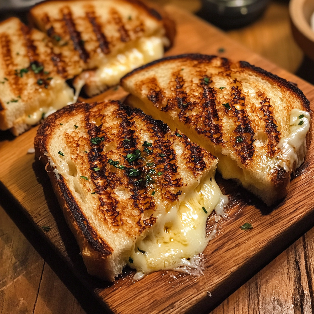 Gegrillte Käsesandwiches auf einem Brett | Quelle: Midjourney