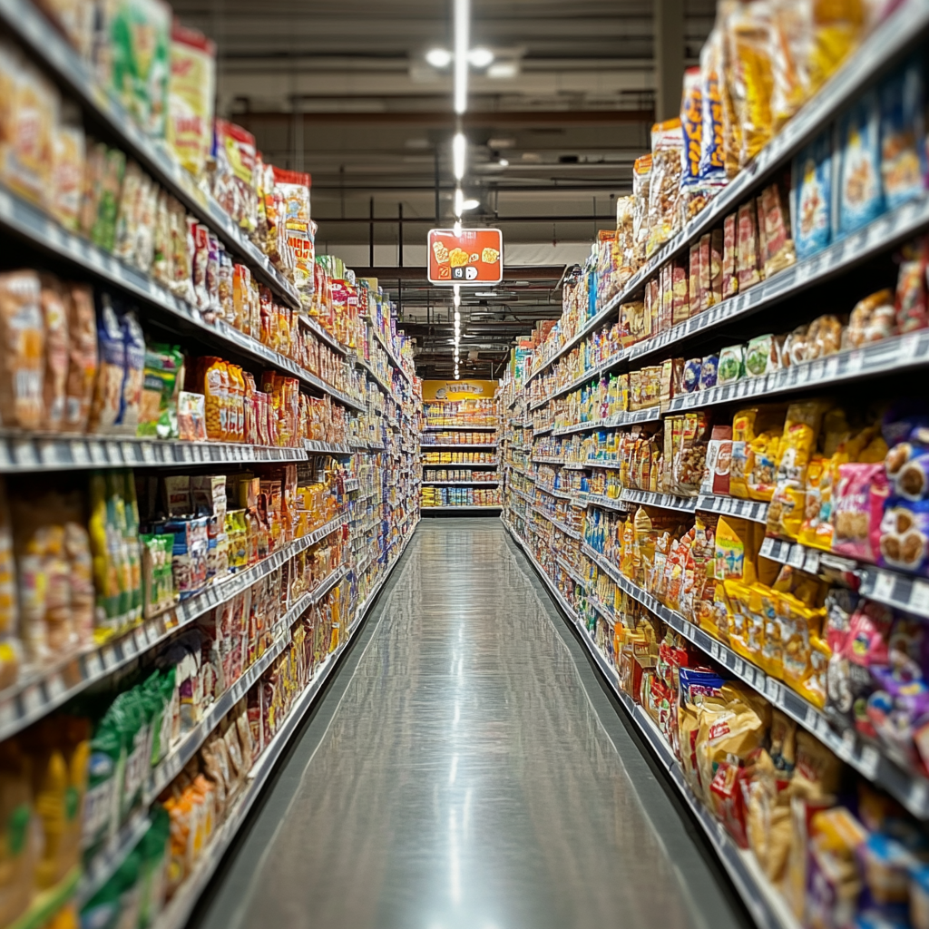 Ein Gang in einem Supermarkt | Quelle: Midjourney