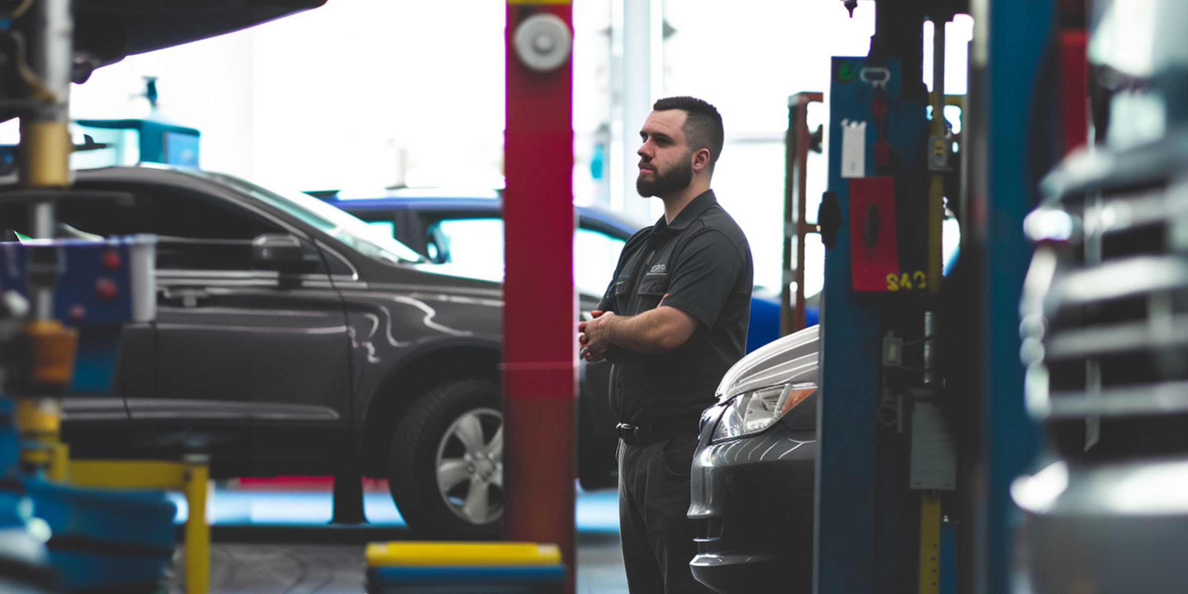 Ein Mann steht in einer Garage mit Autos | Quelle: AmoMama